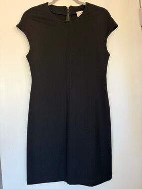 Maeve Black Cap-Sleeve Midi Sheath Dress